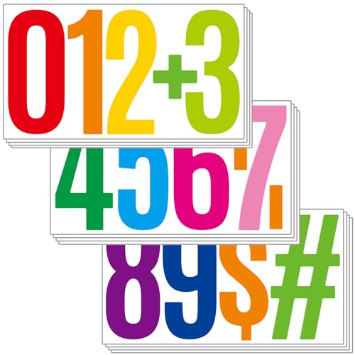 Zahlen Aufkleber Groß(15 cm), 12 Blätter Klebezahlen Wetterfest Nummern Aufkleber Vinyl Number Sticker für Postkasten, Schilder, Hausnummern (Bunte) von LINGYUEDUO