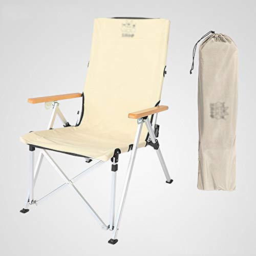 Tragbarer Campingstuhl für den Außenbereich, Klappstuhl mit Tragetasche für Wandern, Strand, Angeln, maximale Belastung 120 kg, Khaki von LINGZE