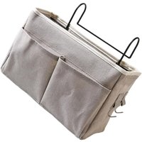 (Grau) Hängekorb fürs Bett, Hochbettregal, wasserdichter Nachttischregal-Organizer aus Segeltuch, Hängeaufbewahrungstasche fürs Bett für von LINJOU