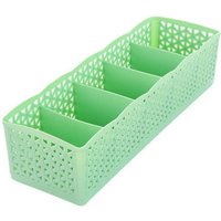 (Grün) Schubladen-Aufbewahrungsbox, Schreibtisch-Schubladen-Organizer mit 5 Gittern, perforiertem Gitter, Socken, Masken, Handtüchern, Handschuhen, von LINJOU