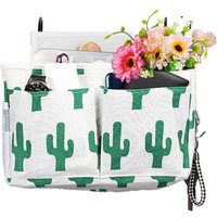 (Kaktus) Hängekorb fürs Bett, Hochbettregal, wasserdichter Nachttischregal-Organizer aus Segeltuch, Hängeaufbewahrungstasche fürs Bett für von LINJOU