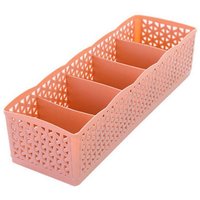 (Pink) Schubladen-Aufbewahrungsbox, Schreibtisch-Schubladen-Organizer mit 5 Gittern, perforiertem Gitter, Socken, Masken, Handtüchern, Handschuhen, von LINJOU