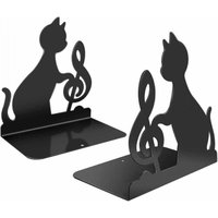 1 Stück Buchstützen aus Edelstahl, zum Halten großer und schwerer Bücher oder als Dekoration für die Heimbibliothek und das Büro (Musikalische Katze) von LINJOU