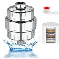 15-stufiger Anti-Kalk-Duschfilter, Duschfilter mit Vitamin C für hartes Wasser, Duschkopffilter, Duschwasserfilter mit 2 Kartuschen, zur Entfernung von LINJOU