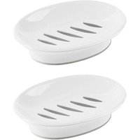 2er-Pack Seifenschalen-Abtropfgestell, leicht zu reinigender Seifensparer, Trockenstopp, Pastenschale für Dusche, Badezimmer, Küche (weiß) von LINJOU