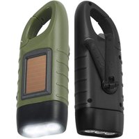 2er-Pack Solar-LED-Taschenlampe und wiederaufladbare Handkurbel-Taschenlampe für Outdoor-Aktivitäten, Grün und Schwarz von LINJOU