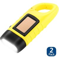 2er-Pack Solar-LED-Taschenlampen und wiederaufladbare Handkurbel-Taschenlampe für Outdoor-Aktivitäten, Gelb von LINJOU