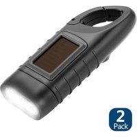2er-Pack Solar-LED-Taschenlampen und wiederaufladbare Handkurbel-Taschenlampe für Outdoor-Aktivitäten, Schwarz 2er-Pack Solar-LED-Taschenlampen und wiederaufladbare Handkurbel-Taschenlampe für Outdoor-Aktivitäten, Schwarz von LINJOU