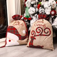 2er-Pack Weihnachtssäckchen mit Weihnachtsmann-Motiv, große Weihnachtssäckchen aus Leinen mit Kordelzug zum Verpacken von Geschenken, 56 x 39 cm, 2er-Pack Weihnachtssäckchen mit Weihnachtsmann-Motiv, große Weihnachtssäckchen aus Leinen mit Kordelzug zum Verpacken von Geschenken, 56 x 39 cm, von LINJOU