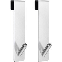 2er Set Duschhaken, Handtuchhalter ohne Bohren, für rahmenlose Glasduschtüren, Stärke 6-12 mm (Silber) von LINJOU