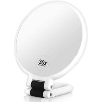 30-fach vergrößernder Spiegel mit Griff – Doppelseitiger Kosmetikspiegel, faltbar und tragbar, jederzeit und überall einsetzbar – Mattweiß 30-fach vergrößernder Spiegel mit Griff – Doppelseitiger Kosmetikspiegel, faltbar und tragbar, jederzeit und überall einsetzbar – Mattweiß von LINJOU
