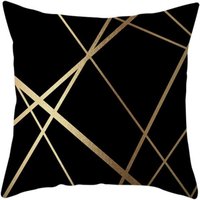 45×45 cm Schwarzer Samt Dekorative Kissenbezüge Goldene Linien Geometrie Kissenbezug Wohnzimmer Schlafzimmer Bank Sofa Kissenbezug 2er-Set von LINJOU