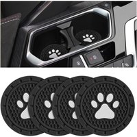 4er-Pack rutschfeste PVC-Untersetzer mit Hundepfotenabdruck, universelle 7-cm-Getränkematten, Auto-Innenausstattung für SUVs, LKWs, Wohnmobile und von LINJOU