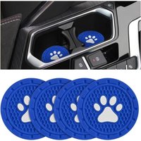 4er-Pack rutschfeste PVC-Untersetzer mit Hundepfotenabdruck, universelle 7 cm große Auto-Getränkematte, Auto-Innenausstattung für SUVs, LKWs, von LINJOU