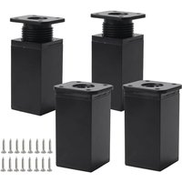 4er-Set verstellbare Möbelbeine, schwarzes Metall, 8 cm, mit 16 Schrauben, für Küchenschränke und verstellbare Tische (schwarz, 8 cm) von LINJOU