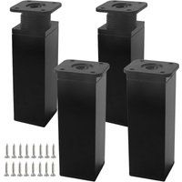 4er-Set verstellbare Möbelbeine aus schwarzem Metall, 12 cm, mit 16 Schrauben, für Küchenschränke und Tische (schwarz, 12 m) von LINJOU