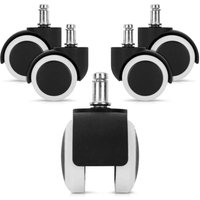 5X Hartbodenrolle 11/48mm - auch für Weichböden - gummiert - Bürostuhlrollen 360° Ersatzrollen - Stuhlersatzrollen von LINJOU