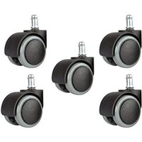 5er-Pack 2 Zoll 11 mm Universal-Ersatzrollen für Bürostühle, Standardgröße – Schwarz/Grau von LINJOU