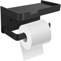 An der Wand montierter Toilettenpapierhalter mit Telefonhalter, moderner klebriger Toilettenpapierhalter, schwarzer Toilettenpapierhalter für das An der Wand montierter Toilettenpapierhalter mit Telefonhalter, moderner klebriger Toilettenpapierhalter, schwarzer Toilettenpapierhalter für das von LINJOU