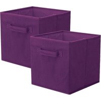 Aufbewahrungsboxen für Schränke und Spielzeug, faltbare Aufbewahrungsboxen aus Stoff und Aufbewahrungsschubladen aus Stoff, 2er-Set (Dunkelviolett) von LINJOU
