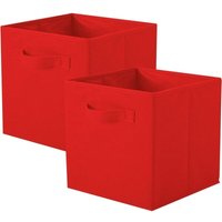 Aufbewahrungsboxen für Schränke und Spielzeug, faltbare Aufbewahrungsboxen und Schubladen aus Stoff, 2er-Set (rot) von LINJOU