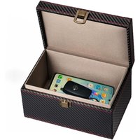 Autoschlüsseletui – RFID-Signalblocker, Anti-Scan, Anti-GPS, Diebstahlschutz, Kohlefaser, schwarzer Schlüsselhalter aus Kunstleder mit Autoschlüsseletui – RFID-Signalblocker, Anti-Scan, Anti-GPS, Diebstahlschutz, Kohlefaser, schwarzer Schlüsselhalter aus Kunstleder mit von LINJOU
