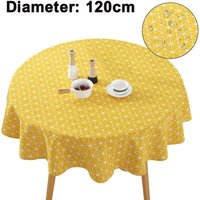 Bestickte Tischdecke aus Leinen, Esstischdecke, Bauernhaus-Küchentischdecke, Boho-Tischdecke für runde Tische, Durchmesser 120 cm von LINJOU