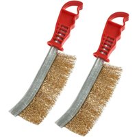 Drahtbürsten-Set, 2-teiliges Drahtbürsten-Handrostbürste, Hartdrahtbürste, Messingdrahtbürsten-Set zum Reinigen von Schweißnähten und Rost von LINJOU