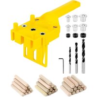 Dübelbohrlehren-Set, Holzdübel-Bohrführung mit Parallelanschlag, Dübelzentrierlehren-Set für 6 mm/8 mm/10 mm Dübel (Gelb) von LINJOU
