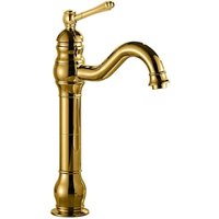 Einloch-Waschtischarmatur, Einhebel-Waschtischarmatur (Gold, hoch, ausgestattet mit einem 60 cm langen 3/8"-Schlauch) von LINJOU