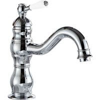 Einloch-Waschtischarmatur, Einhebel-Waschtischarmatur (poliert, kurz, ausgestattet mit einem 60 cm langen 3/8"-Schlauch) von LINJOU