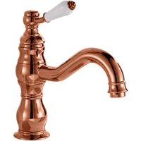 Einloch-Waschtischarmatur, Einhebel-Waschtischarmatur (roségold, kurz, ausgestattet mit einem 60 cm langen Schlauch mit 3/8"-Anschluss) von LINJOU