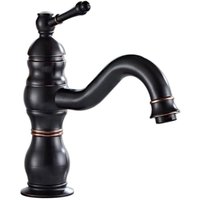 Einloch-Waschtischarmatur, Einhebel-Waschtischarmatur (schwarz, kurz, ausgestattet mit einem 60 cm langen Schlauch mit 3/8"-Anschluss) von LINJOU