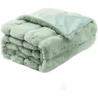 Felldecke für Couch, Dicke weiche Plüsch-Winterdecke für Sofa, Schlafzimmer, Wohnzimmer, 130 x 160 cm, Grün von LINJOU
