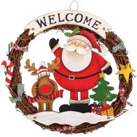 Geflochtener Weihnachtskranz - Weihnachtstürkranz - Weihnachtsdeko - Holzkranz - Ø 24 cm - Weihnachtsmann Geflochtener Weihnachtskranz - Weihnachtstürkranz - Weihnachtsdeko - Holzkranz - Ø 24 cm - Weihnachtsmann von LINJOU