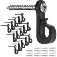 Haken für Weihnachtsbeleuchtung im Außenbereich, Clips für Lichterketten im Innen- und Außenbereich mit Schrauben, 15 Stück, schwarz von LINJOU
