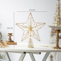 LED-Weihnachtsbaumschmuck 25 x 30 cm – Runder, goldener, fünfzackiger Stern mit Mini-LEDs, fünfzackiger Weihnachtsbaumschmuck von LINJOU