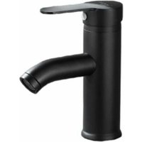 Mattschwarzer Waschtischhahn - Warm-/Kaltwassermischer - Schwarzer runder Edelstahlhahn Mattschwarzer Waschtischhahn - Warm-/Kaltwassermischer - Schwarzer runder Edelstahlhahn von LINJOU