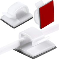 Packung mit 60 Kabelbindern für den Außenbereich, selbstklebende Weihnachtshaken, für Lichterketten unter dem Tisch (klein, weiß) von LINJOU