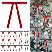 Rote Samt-Weihnachtsschleifen, 24er-Set, hochwertige Metallic-Schleifen zum Dekorieren von Weihnachtsbäumen, Kränzen, Girlanden und Rote Samt-Weihnachtsschleifen, 24er-Set, hochwertige Metallic-Schleifen zum Dekorieren von Weihnachtsbäumen, Kränzen, Girlanden und von LINJOU