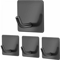 Selbstklebender Wandhaken, 4-teiliger schwarzer Edelstahl-Klebehaken, rostfreier und wasserdichter Handtuchhalter fürs Bad von LINJOU