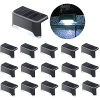 Set mit 16 schwarzen Solar-Poolleuchten, kaltweißen LEDs, wasserdicht, für Treppen, Zäune, Terrassen und Gehwege. von LINJOU