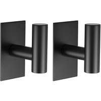 Set mit 2 Wandhaken für Handtücher, starke und wasserfeste Kleberückseite zum Aufhängen von Mänteln, Kleidung und Küchenschränken (schwarz) von LINJOU
