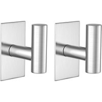 Set mit 2 Wandhaken für Handtücher, starke und wasserfeste Kleberückseite zum Aufhängen von Mänteln, Kleidung und Küchenschränken (silber) von LINJOU