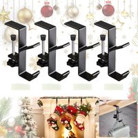 Set mit 4 Kaminhaken für Girlanden, Aufhängestange für Weihnachtsstrümpfe, stabiler, verstellbarer Aluminiumhaken, schwarz Set mit 4 Kaminhaken für Girlanden, Aufhängestange für Weihnachtsstrümpfe, stabiler, verstellbarer Aluminiumhaken, schwarz von LINJOU