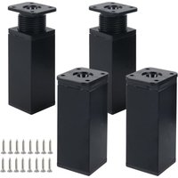 Set mit 4 verstellbaren Möbelbeinen aus schwarzem Metall, 10 cm, mit 16 Schrauben, für Küchenschränke, Tische und Tische (Schwarz, 10 m) von LINJOU