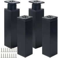 Set mit 4 verstellbaren schwarzen Möbelbeinen aus Metall, 15 cm, mit 16 Schrauben für Küchenschränke und Tische (Schwarz, 15 cm) von LINJOU