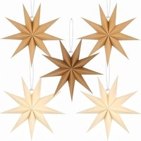 Set mit 5 neunzackigen Papiersternlaternen, 30,5 cm, Hängedekoration für Weihnachten, Winterwunderland, Hochzeiten, Geburtstagsfeiern – Braun und Set mit 5 neunzackigen Papiersternlaternen, 30,5 cm, Hängedekoration für Weihnachten, Winterwunderland, Hochzeiten, Geburtstagsfeiern – Braun und von LINJOU