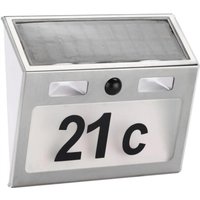 Silberne LED-Hausnummernleuchte mit Solarbetrieb und intelligentem Sensor von LINJOU