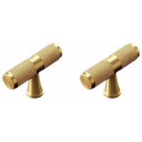 T-förmiger Schranktürknauf aus massivem Messing, universeller Möbelgriff für Küchenschränke – 50 mm (2 Stück) von LINJOU